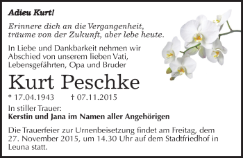 Traueranzeige von Kurt Peschke von Mitteldeutsche Zeitung Merseburg/Querfurt
