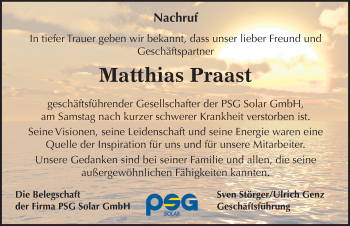 Traueranzeige von Matthias Praast von Mitteldeutsche Zeitung