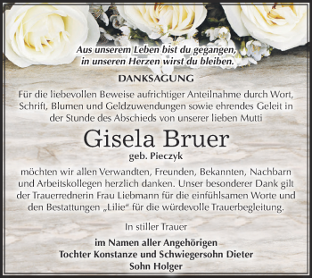 Traueranzeige von Gisela Bruer von WVG - Wochenspiegel Dessau / Köthen