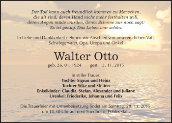 Traueranzeige von Walter Otto von Mitteldeutsche Zeitung Weißenfels