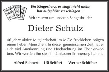 Traueranzeige von Ella und Dieter Schulz von Super Sonntag Aschersleben