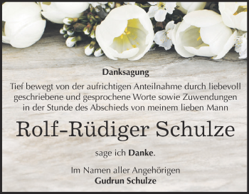 Traueranzeige von Rolf-Rüdiger Schulze von WVG - Wochenspiegel Dessau / Köthen