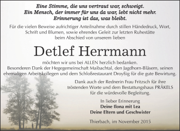 Traueranzeige von Detlef Herrmann von Super Sonntag Zeitz