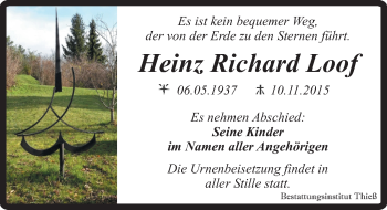 Traueranzeige von Heinz Richard Loof von Mitteldeutsche Zeitung Quedlinburg