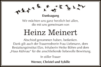 Traueranzeige von Heinz Meinert von WVG - Wochenspiegel Dessau / Köthen