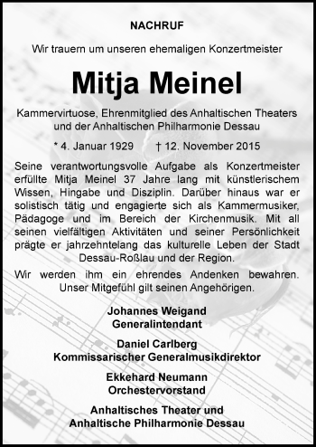 Traueranzeige von Mitja Meine von Mitteldeutsche Zeitung Dessau-Roßlau