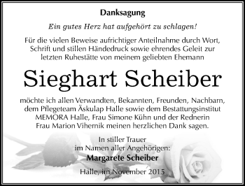 Traueranzeige von Sieghart Scheiber von Mitteldeutsche Zeitung Halle/Saalkreis