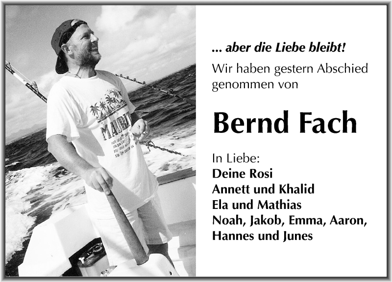  Traueranzeige für Bernd Fach vom 21.11.2015 aus Mitteldeutsche Zeitung Mansfelder Land