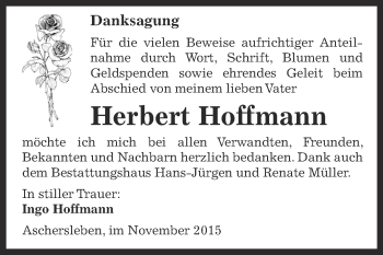 Traueranzeige von Herbert Hoffmann von Super Sonntag Aschersleben