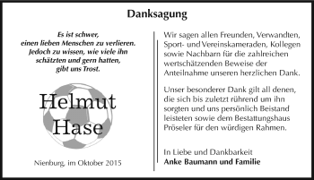 Traueranzeige von Helmut Hase von Mitteldeutsche Zeitung Bernburg
