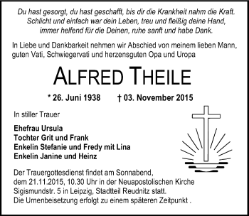 Traueranzeige von Alfred Theile von Mitteldeutsche Zeitung Halle/Saalkreis