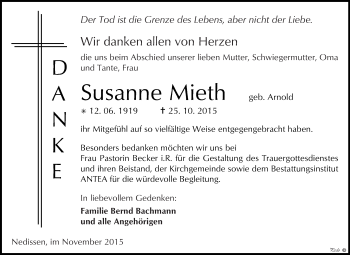 Traueranzeige von Ursula Maria Benkenstein von Mitteldeutsche Zeitung Sangerhausen
