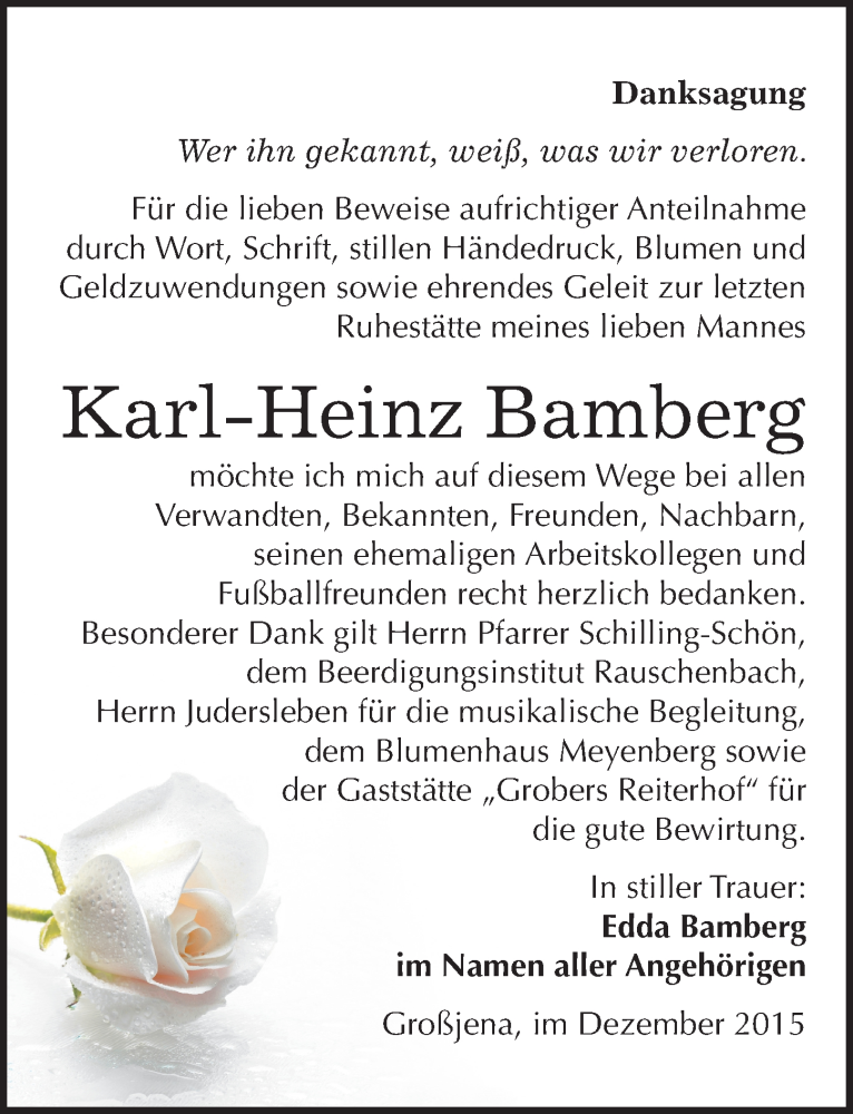  Traueranzeige für Karl-Heinz Bamberg vom 05.12.2015 aus Mitteldeutsche Zeitung Naumburg/Nebra