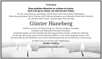 Traueranzeige von Günter Haneberg von Mitteldeutsche Zeitung Mansfelder Land