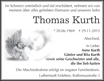 Traueranzeige von Thomas Kurth von Super Sonntag SGH Mansf. Land