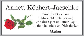 Traueranzeige von Annett Köchert-Jaeschke von Mitteldeutsche Zeitung Sangerhausen