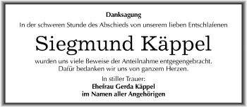 Traueranzeige von Siegmund Käppel von Mitteldeutsche Zeitung Halle/Saalkreis