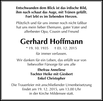 Traueranzeige von Gerhard Hoffmann von Mitteldeutsche Zeitung Dessau-Roßlau