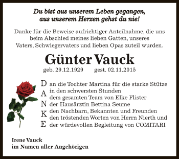 Traueranzeige von Günter Vauck von Super Sonntag Zeitz
