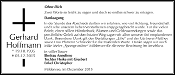 Traueranzeige von Gerhard Hoffmann von Mitteldeutsche Zeitung Dessau-Roßlau