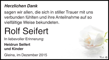 Traueranzeige von Rolf Seifert von Super Sonntag Zeitz