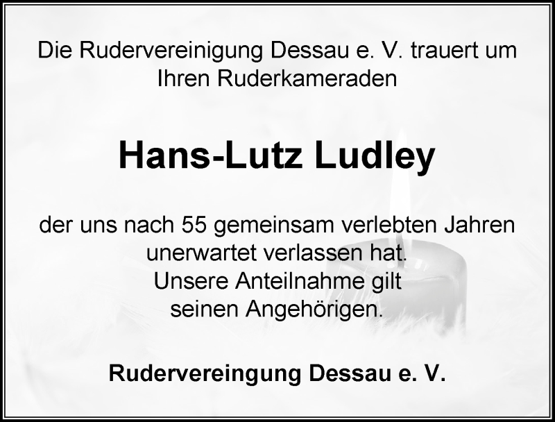  Traueranzeige für Hans-Lutz Ludley vom 15.12.2015 aus Mitteldeutsche Zeitung Dessau-Roßlau