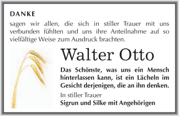 Traueranzeige von Walter Otto von Mitteldeutsche Zeitung Weißenfels