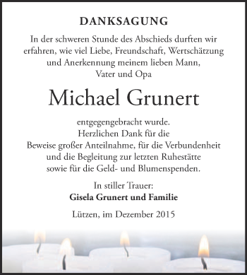 Traueranzeige von Michael Grunert von Super Sonntag Merseburg