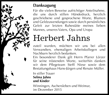 Traueranzeige von Herbert Jahns von Mitteldeutsche Zeitung Aschersleben