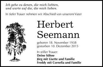 Traueranzeige von Herbert Seemann von Mitteldeutsche Zeitung Quedlinburg