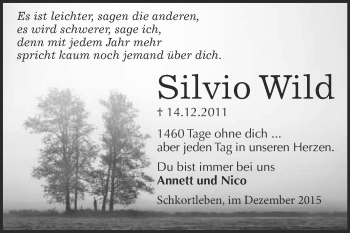 Traueranzeige von Silvio Wild von Super Sonntag Merseburg