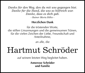 Traueranzeige von Hartmut Schröder von Mitteldeutsche Zeitung Halle/Saalkreis