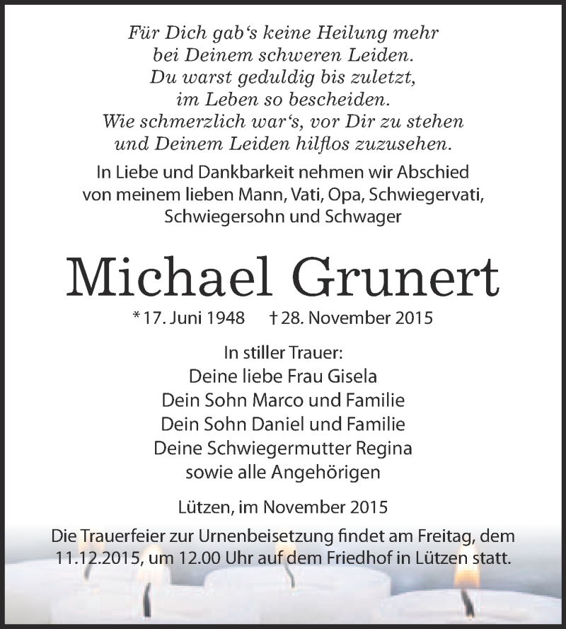  Traueranzeige für Michael Grunert vom 09.12.2015 aus Super Sonntag Merseburg