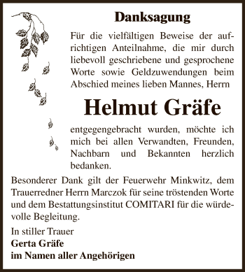 Traueranzeige von Helmut Gräfe von Super Sonntag Zeitz