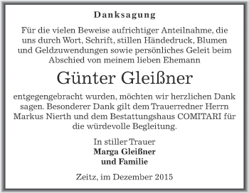 Traueranzeige von Günter Gleißner von Super Sonntag Zeitz