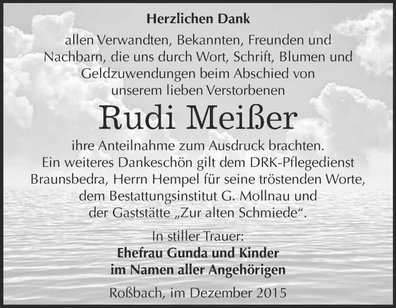  Traueranzeige für Rudi Meißer vom 12.12.2015 aus WVG - Wochenspiegel Merseburg
