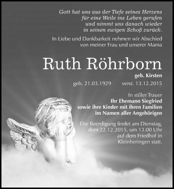 Traueranzeige von Ruth Röhrborn von Mitteldeutsche Zeitung Naumburg/Nebra