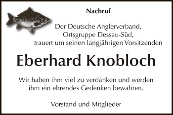 Traueranzeige von Eberhard Knobloch von WVG - Wochenspiegel Dessau / Köthen
