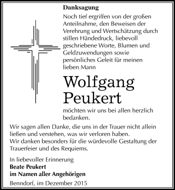 Traueranzeige von Wolfgang Peukert von Mitteldeutsche Zeitung