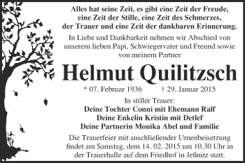 Traueranzeige von Helmut Quilitzsch von Super Sonntag Wittenberg