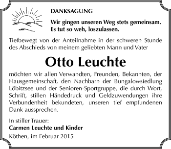 Traueranzeige von Otto Leuchte von Mitteldeutsche Zeitung Köthen