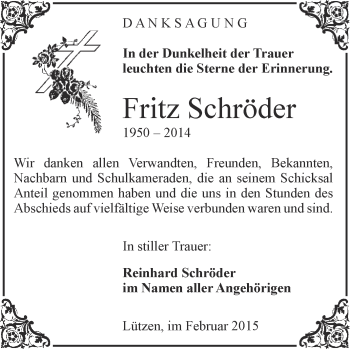 Traueranzeige von Fritz Schröder von Super Sonntag Merseburg