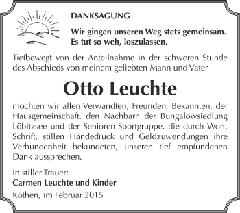 Traueranzeige von Otto Leuchte von WVG - Wochenspiegel Dessau / Köthen