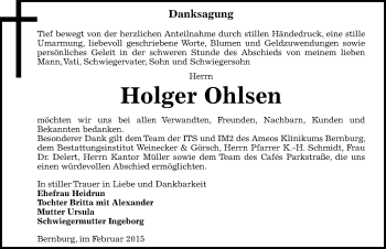 Traueranzeige von Holger Ohlsen von Mitteldeutsche Zeitung Bernburg