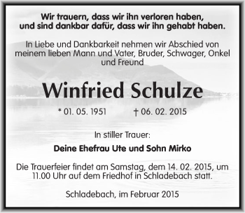 Traueranzeige von Winfried Schulze von Mitteldeutsche Zeitung Merseburg/Querfurt