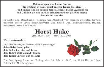 Traueranzeige von Horst Huke von Mitteldeutsche Zeitung Bernburg