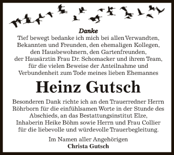 Traueranzeige von Heinz Gutsch von WVG - Wochenspiegel Dessau / Köthen