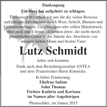 Traueranzeige von Iltz Schmidt von WVG - Wochenspiegel NMB / WSF / ZTZ