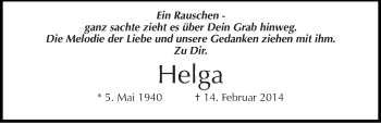 Traueranzeige von Helga Lorenz von Mitteldeutsche Zeitung Wittenberg