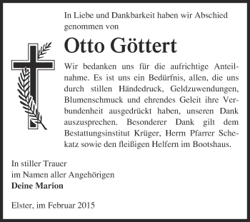 Traueranzeige von Otto Göttert von WVG - Wochenspiegel Wittenberg